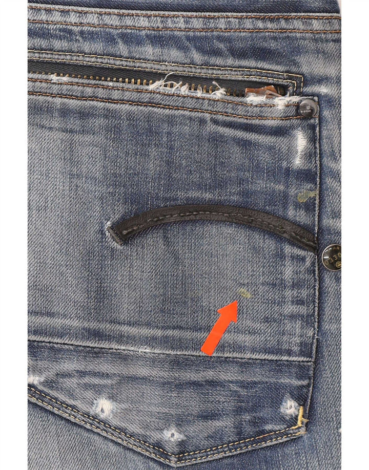 G-Star Herren Distressed Straight Jeans W33 L32 Blaue Baumwolle