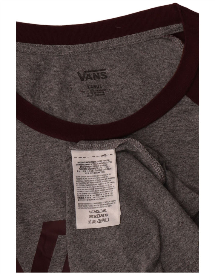 Vans Herren-Grafikoberteil mit 3/4-Ärmeln, groß, grau gefleckte Baumwolle