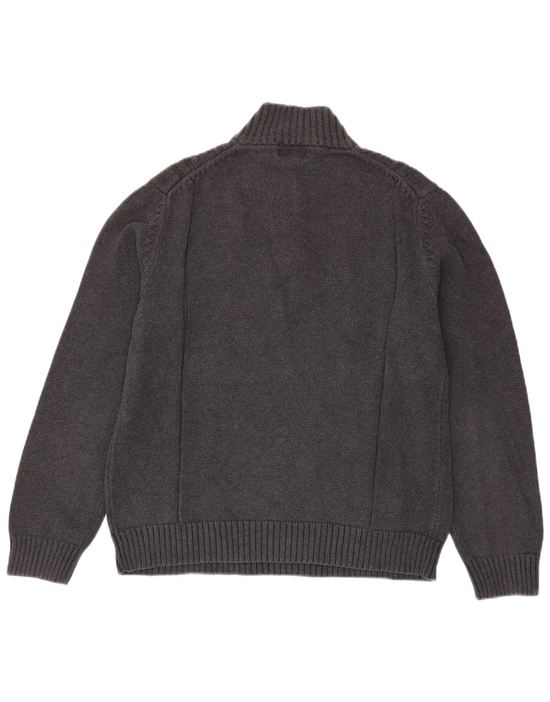 CALVIN KLEIN Herren-Pullover mit Reißverschluss am Hals, mittelgraue Baumwolle