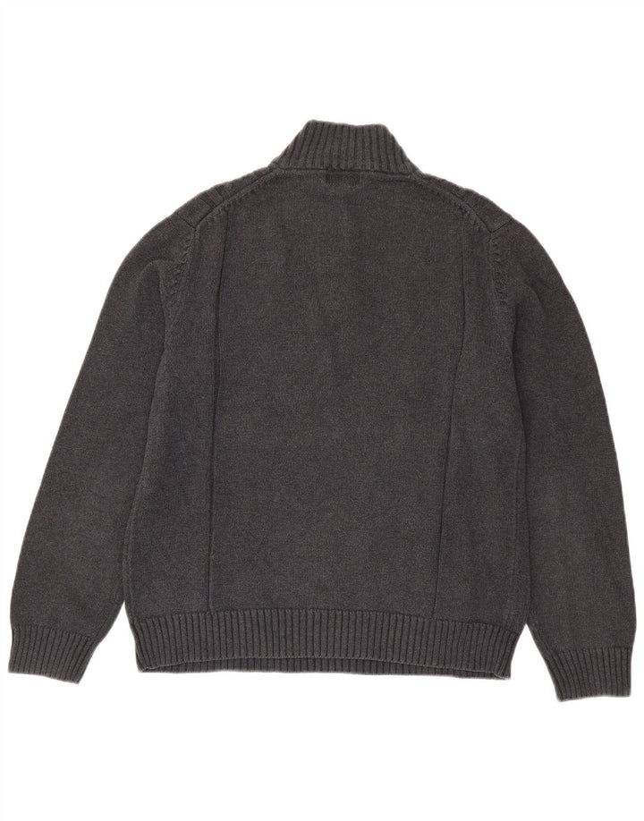 CALVIN KLEIN Herren-Pullover mit Reißverschluss am Hals, mittelgraue Baumwolle