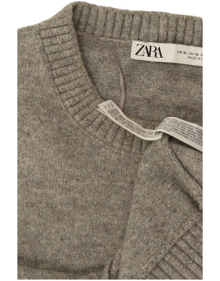 Zara Damen Crop Vest Tank Top UK 18 XL Grau geflecktes Polyester