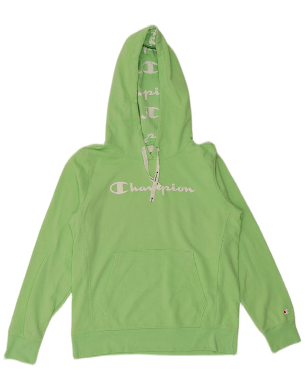 Champion Womens Graphic Hoodie Pullover UK 16 Große grüne Baumwolle