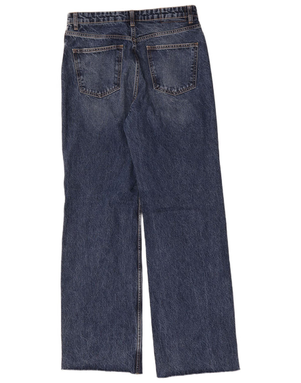 Zara Damen-Jeans mit weitem Bein, EU 44, XL, W34, L34, blaue Baumwolle