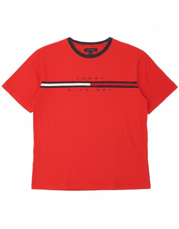 Tommy Hilfiger Herren Grafik-T-Shirt-Oberteil XL aus roter Baumwolle