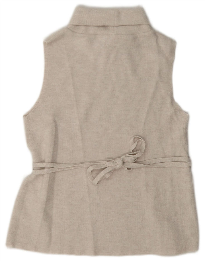 Zara Damen Weste Top UK 12 Medium Beige Polyester