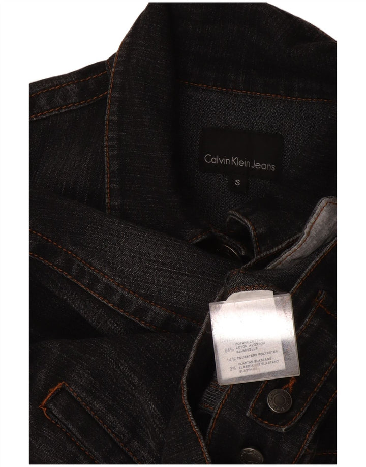 Calvin Klein Damen Crop Denim Jacke UK 10 Small Graue Baumwolle