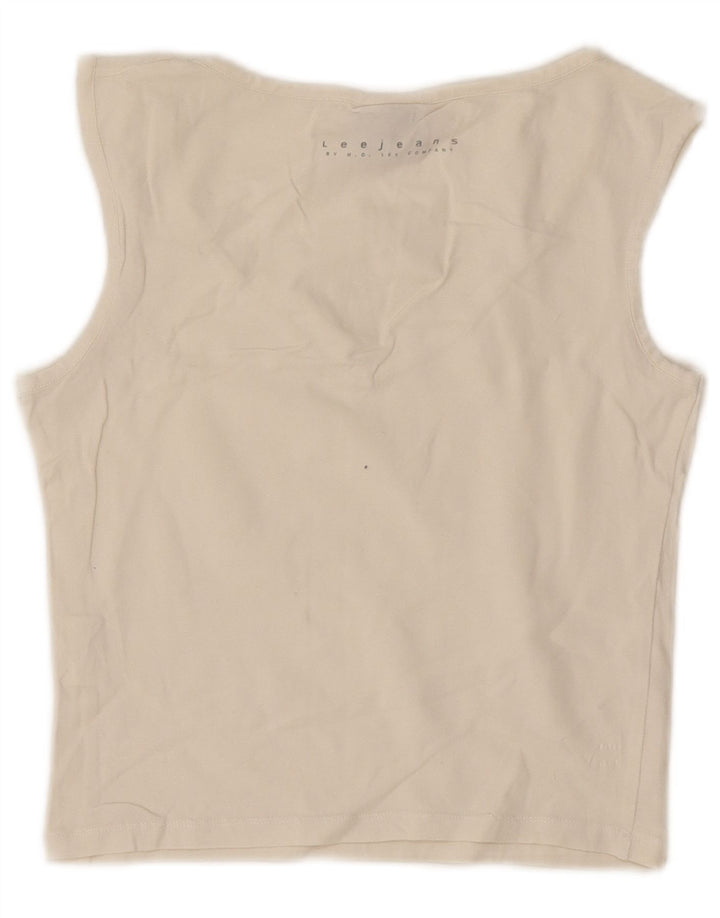 Lee Damen Crop Vest Top UK 14 Large Off White Baumwolle