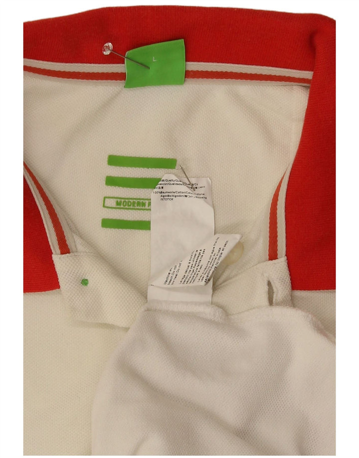 Hugo Boss Herren-Poloshirt, groß, weiße Colourblock-Baumwolle