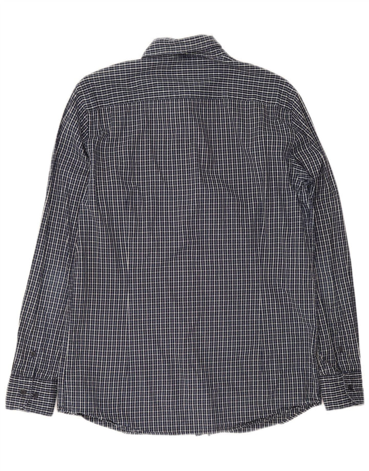 Massimo Dutti Herrenhemd, groß, marineblau, kariert, Baumwolle