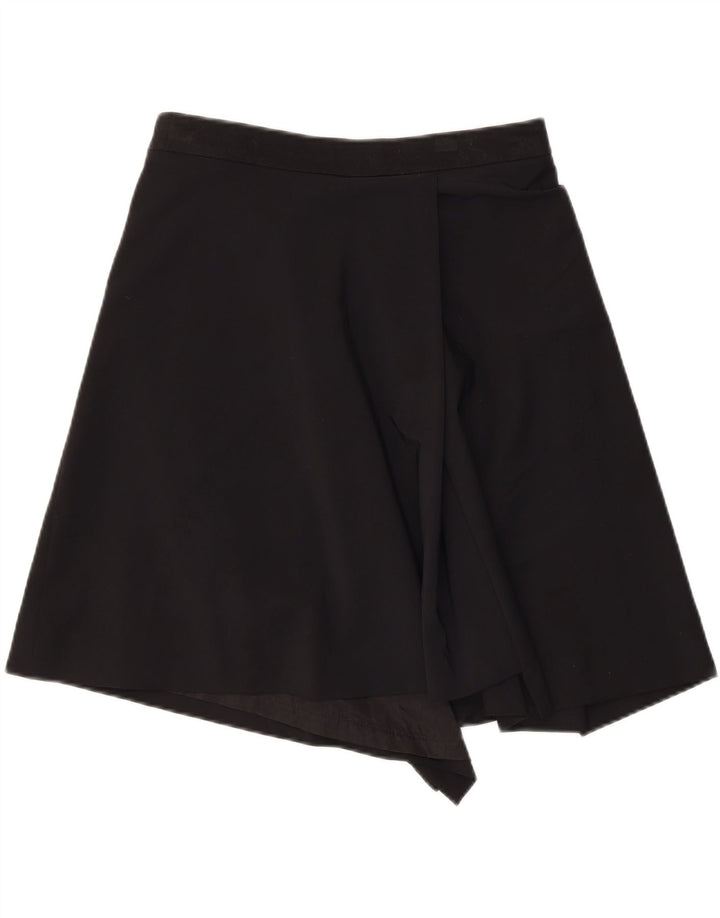 ANGELA MELE Damen Wickelrock IT 44 Medium W30 Schwarze Wolle