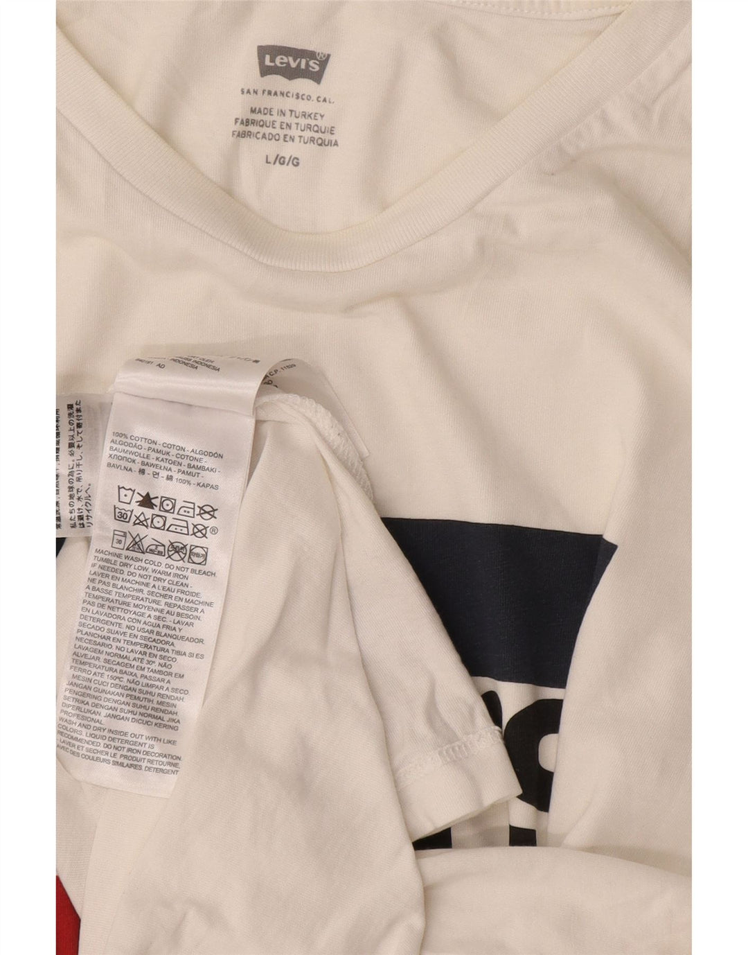 LEVI'S Herren-T-Shirt mit Grafik, Größe L, aus weißer Baumwolle
