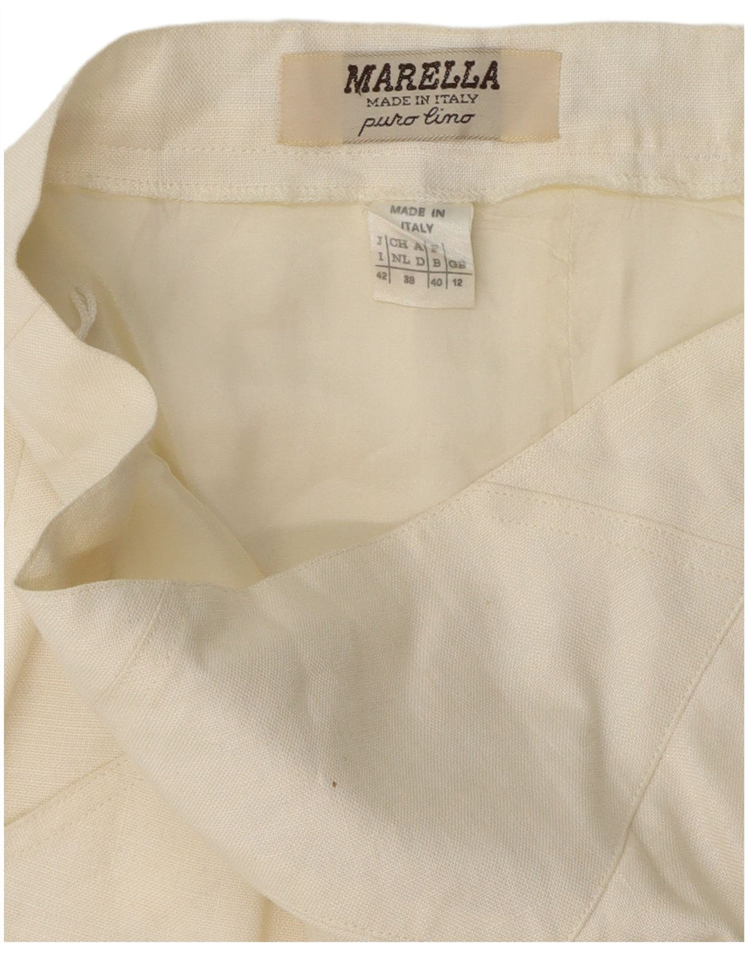 MARELLA Damen A-Linienrock UK 12 Medium W30 Off White Linen