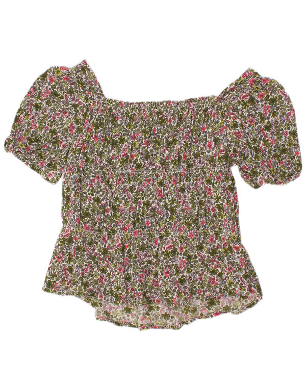 Benetton Blusen-Top für Mädchen, 6–7 Jahre, klein, mehrfarbig, Blumenmuster, Viskose