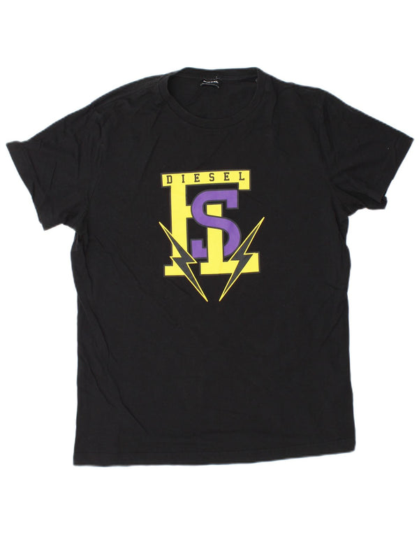 Diesel T-Shirt mit Grafik für Jungen, 15–16 Jahre, Größe L, aus schwarzer Baumwolle