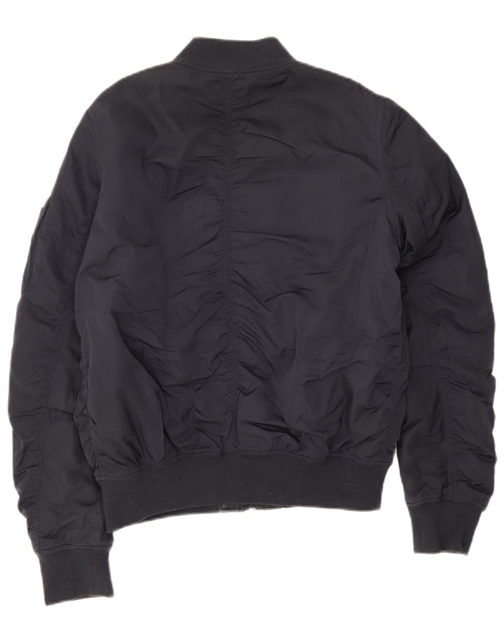 Topshop Damen Bomberjacke UK 12 Medium Marineblau Polyester