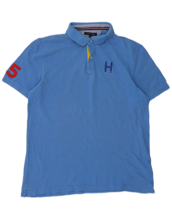 Tommy Hilfiger Herren-Poloshirt mit grafischer Passform, XL, Blau, Baumwolle