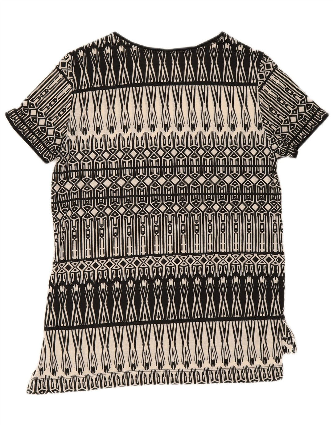 Oasis Damen T-Shirt Top UK 10 Small Schwarz Geometrisch