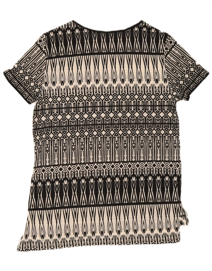 Oasis Damen T-Shirt Top UK 10 Small Schwarz Geometrisch