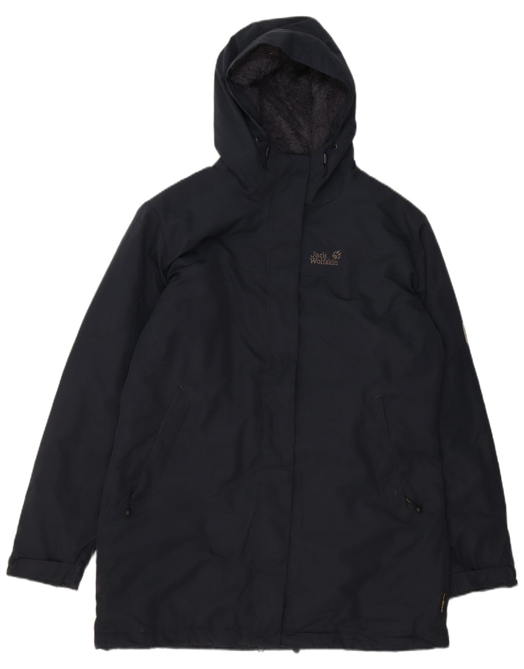 JACK WOLFSKIN Womens Hooded Windbreaker Jacket UK 16 Large Navy Blue