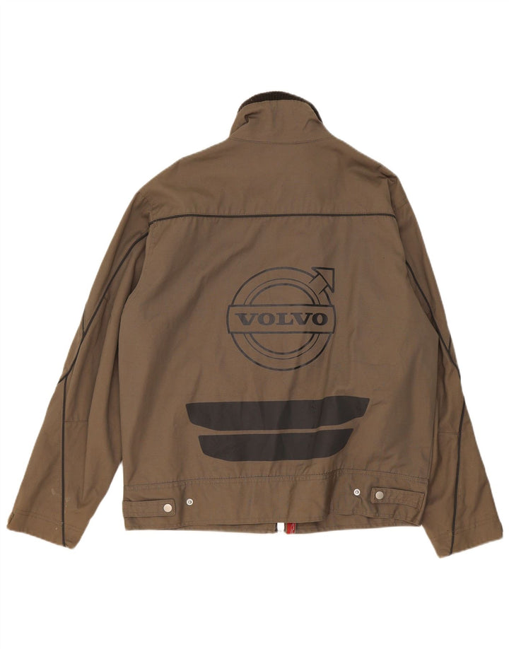 Volvo Herren-Bomberjacke mit Grafik, UK 38, mittelgraue Colourblock-Baumwolle