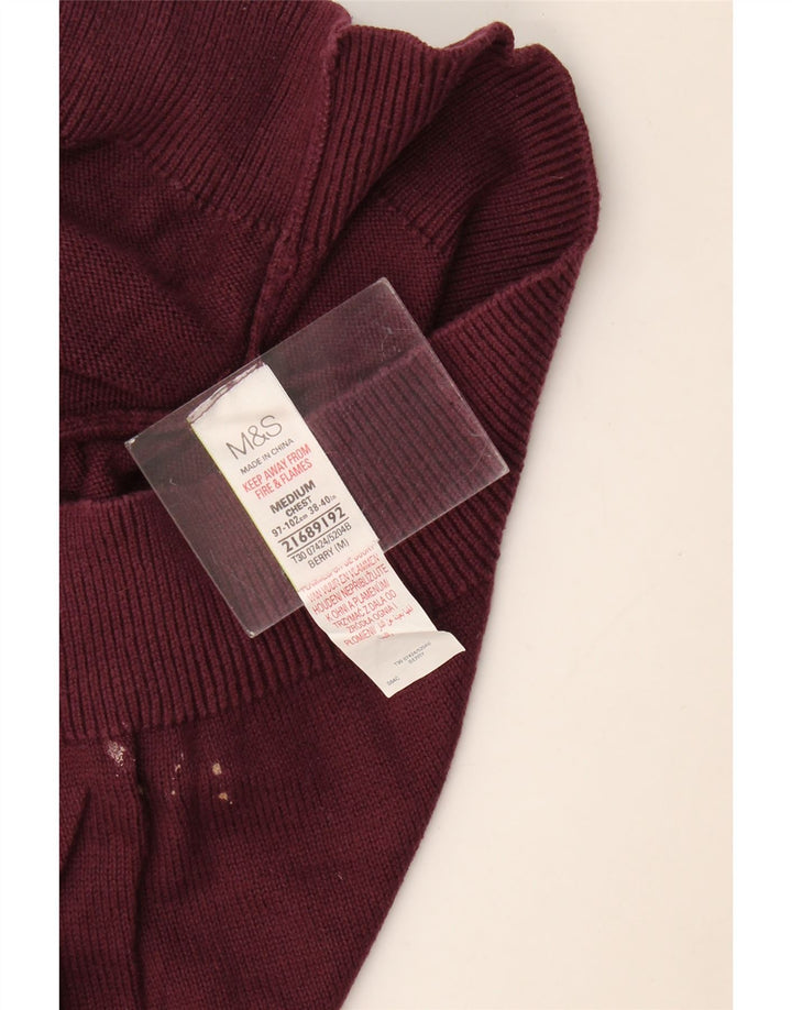 Marks & Spencer Herren-Pullover mit Rundhalsausschnitt, mittlerer burgunderroter Baumwolle