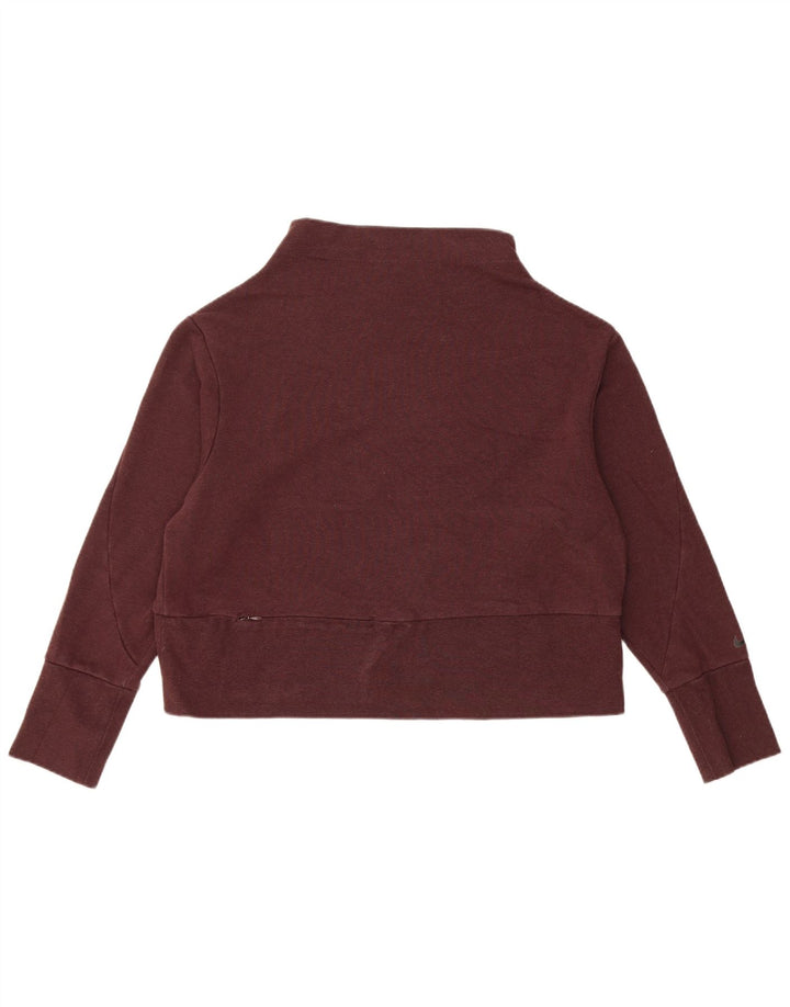 Nike Damen Dri Fit Crop Sweatshirt Pullover UK 14 Medium Burgund Polyester