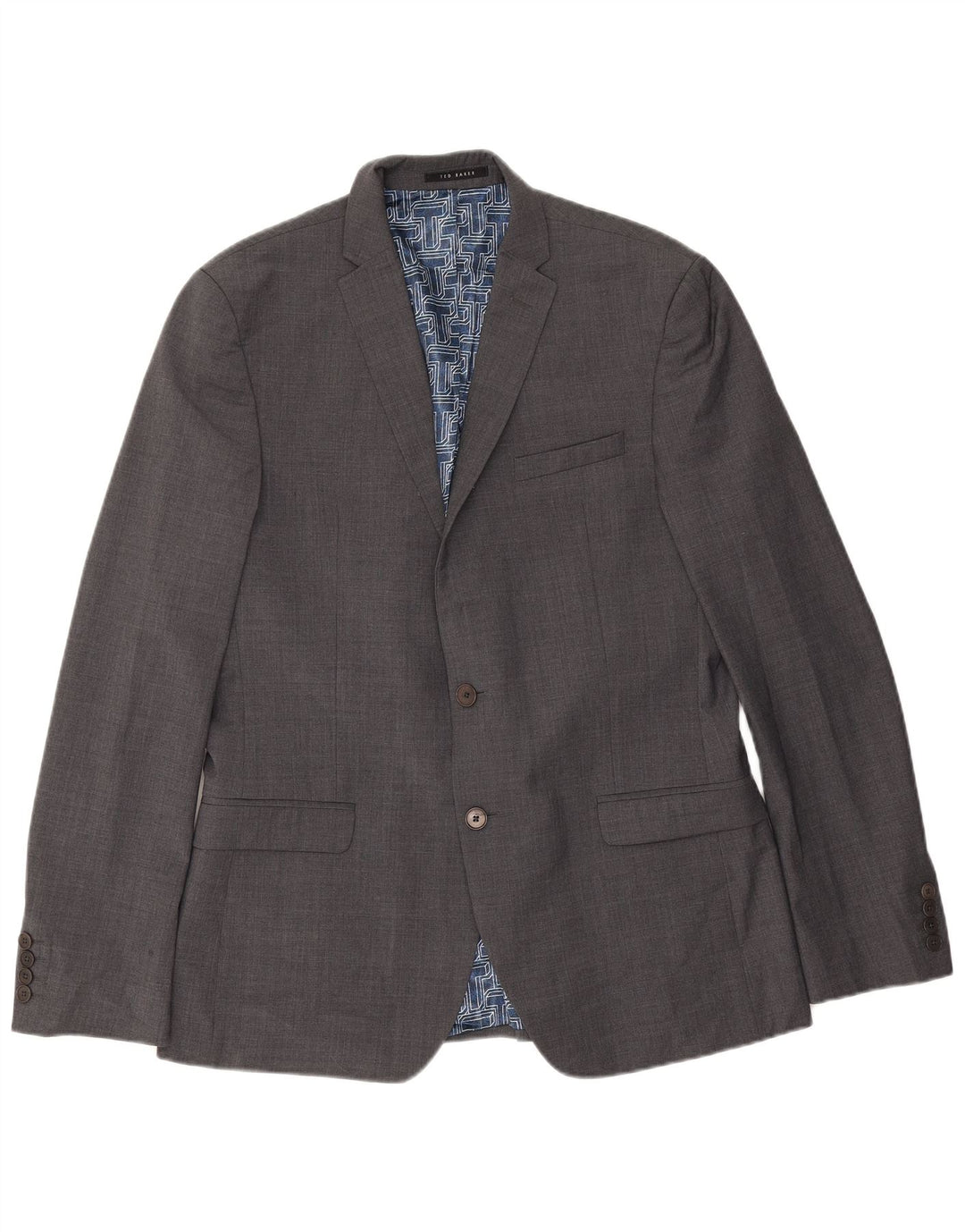 Ted Baker Herren-Blazer mit 2 Knöpfen, schmale Passform, UK 42, XL, graue Wolle