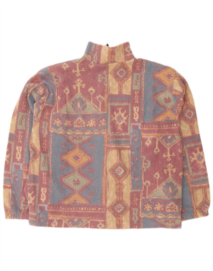 Vintage Damen Fleecejacke UK 16 Großes mehrfarbiges geometrisches Polyester