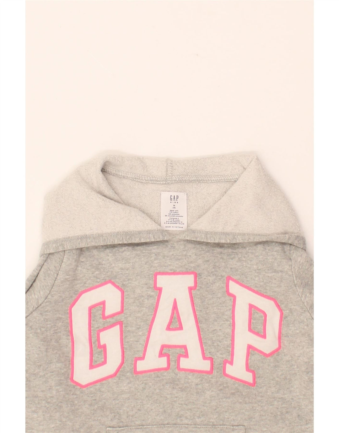 GAP Girls Graphic Hoodie Jumper 7-8 Years Medium Grey Vintage Gap and Second-Hand Gap from Messina Hembry 