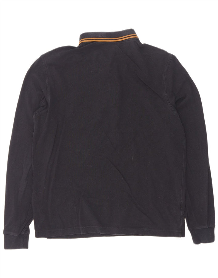 Fred Perry Herren-Langarm-Poloshirt aus mittelblauer, gestreifter Baumwolle