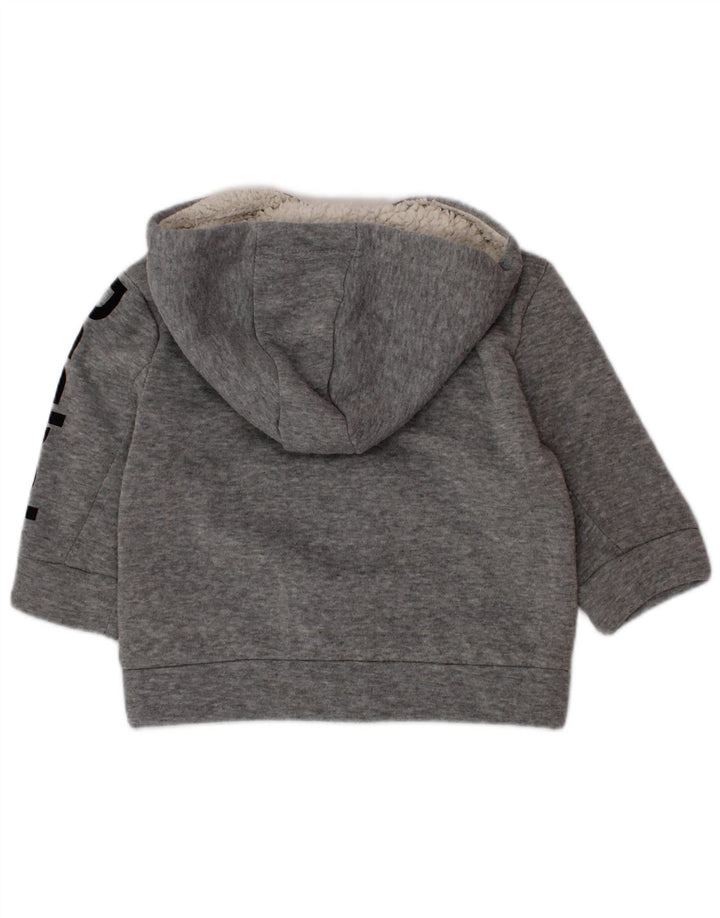 REEBOK Baby-Jungen-Kapuzenpullover mit grafischem Reißverschluss, 9–12 Monate, graues Polyester