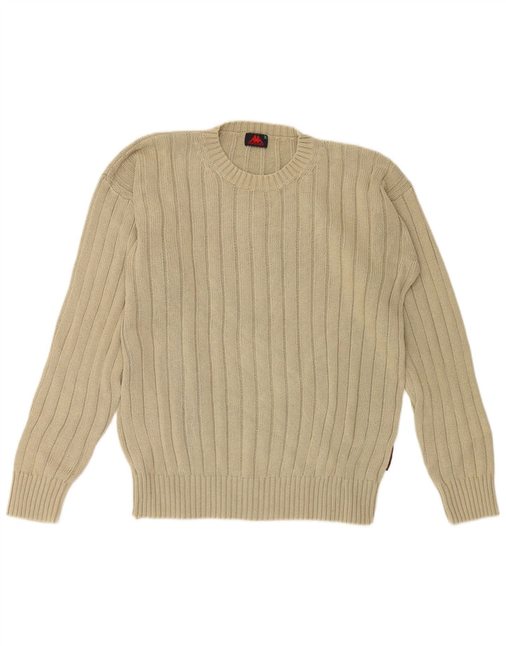 Kappa Herren-Pullover mit Rundhalsausschnitt, mittelbeige Baumwolle