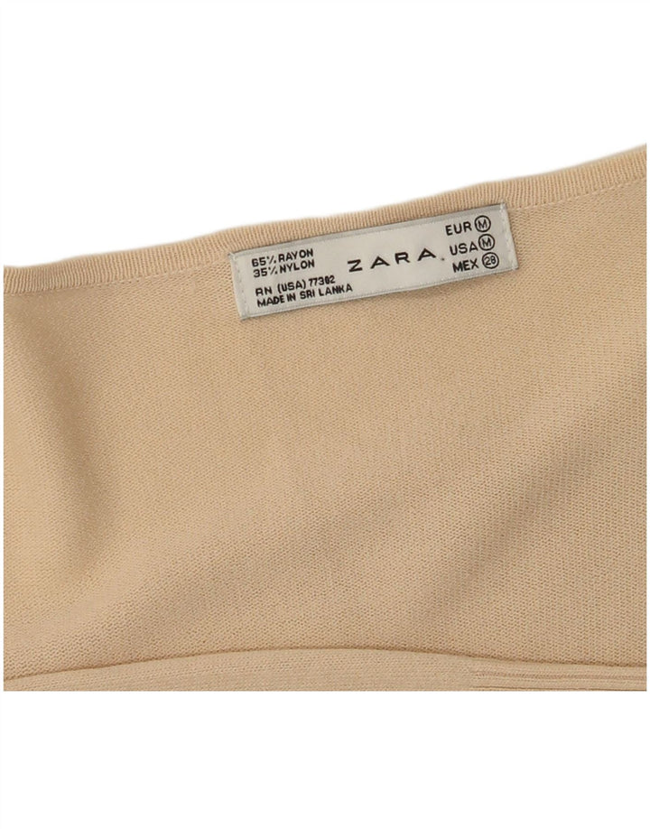 Zara Damen Wickel-Cardigan-Oberteil UK 12 Medium Beige Rayon