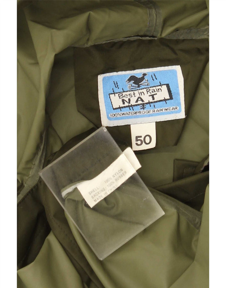 Vintage Herren Regenjacke mit Kapuze IT 50 Large Khaki Nylon