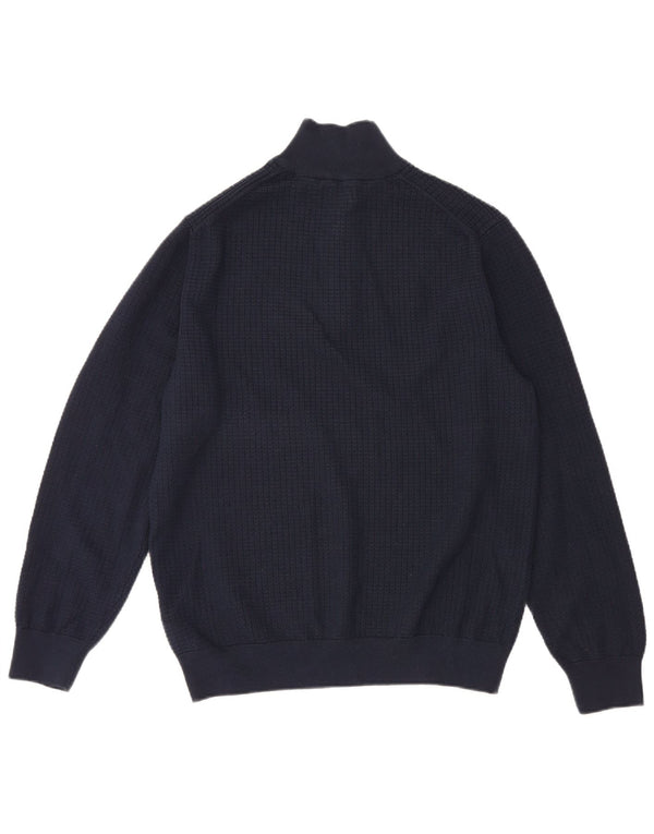 Gant Herren-Pullover mit Reißverschluss am Hals, groß, marineblaue Baumwolle