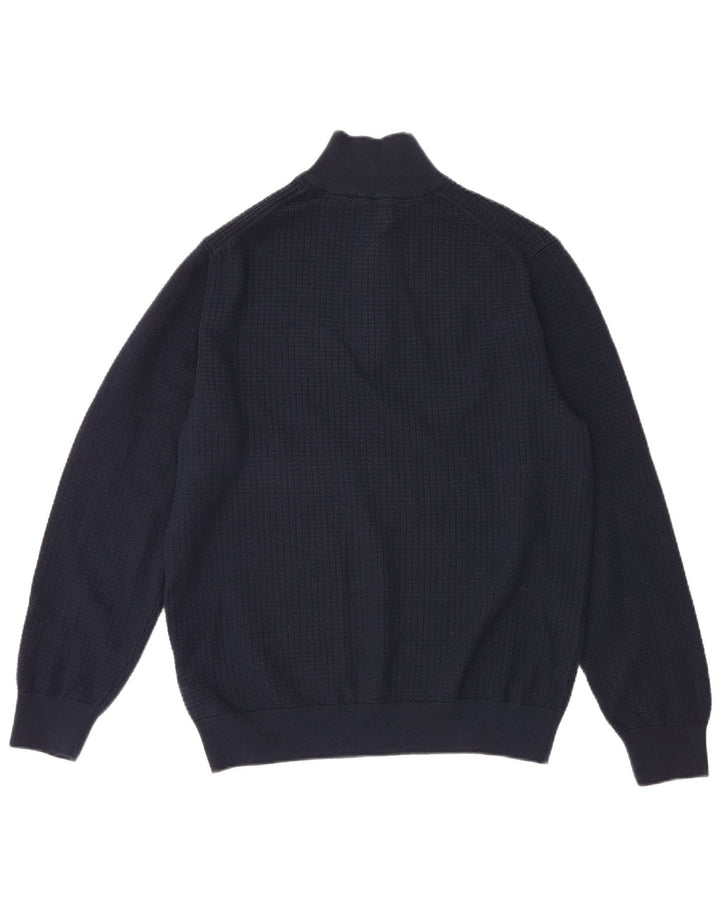 Gant Herren-Pullover mit Reißverschluss am Hals, groß, marineblaue Baumwolle