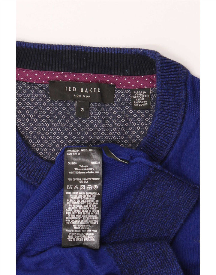 Ted Baker Herren-Pullover mit Rundhalsausschnitt, Größe 3, mittelgroß, marineblau, Baumwolle