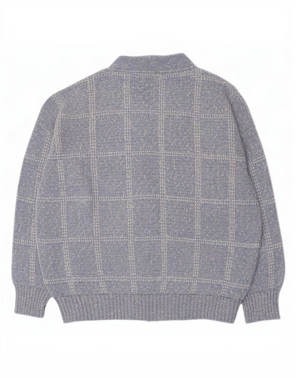 Rodes Herren-Cardigan-Pullover XL, blau kariert, Acryl
