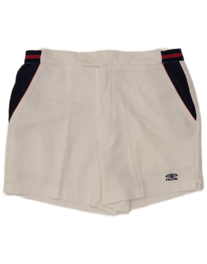 ROX Damen-Chinoshorts, Größe M, W30, weißes Colourblock-Polyester