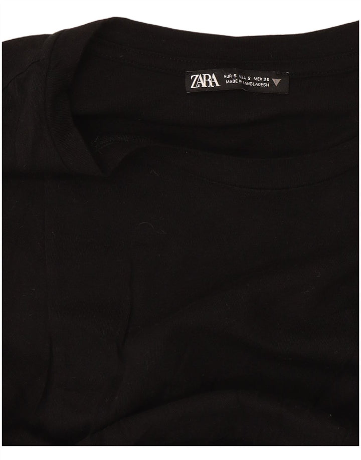 Zara Damen Übergroßes T-Shirt Top UK 10 Small Schwarz