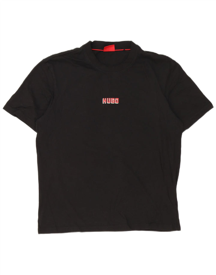 Hugo Boss Herren-T-Shirt mit Grafik, groß, aus schwarzer Baumwolle