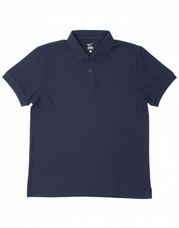 NIKE Mens Polo Shirt Large Navy Blue Cotton