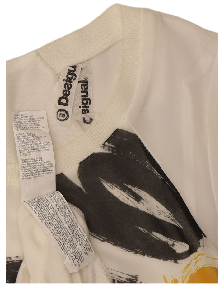 Desigual Damen Etuikleid UK 12 Mittelweiße Viskose mit Blumenmuster
