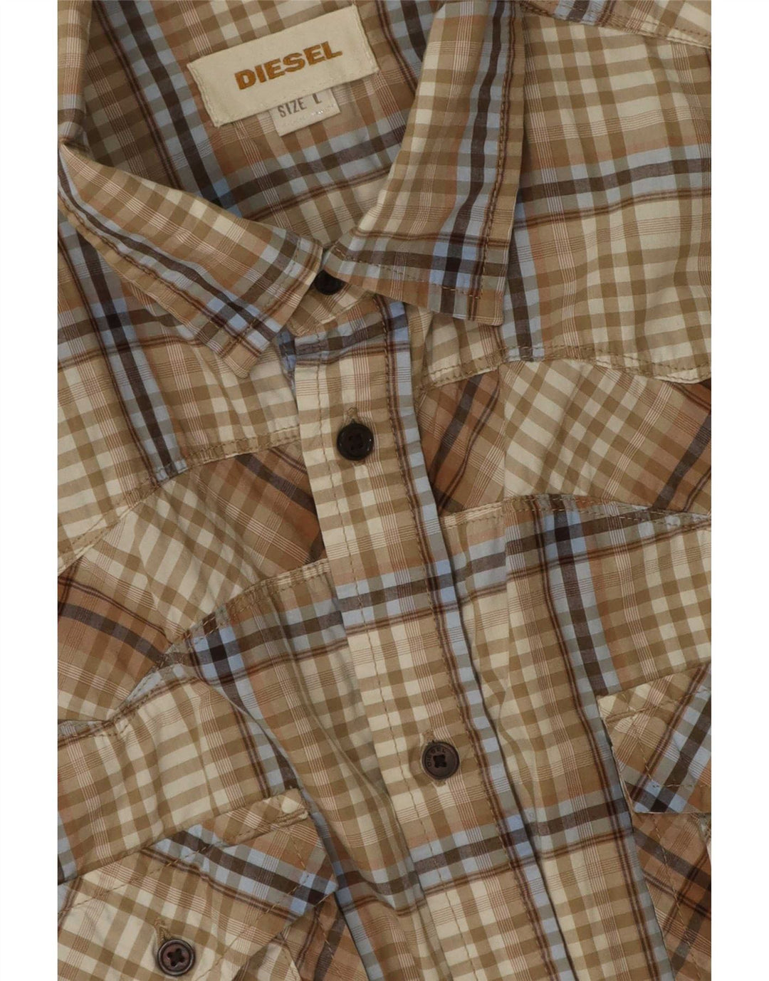 Diesel Herrenhemd, groß, beige kariert