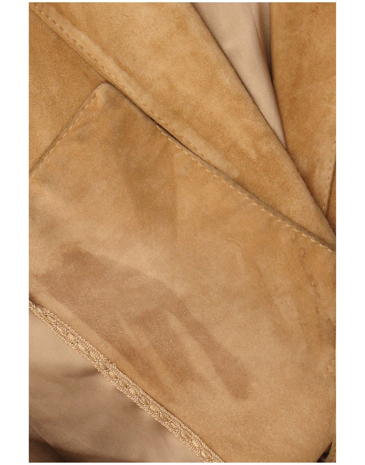 Vintage Damen 2-Knopf-Wildleder-Blazerjacke UK 14 Mittelbraun