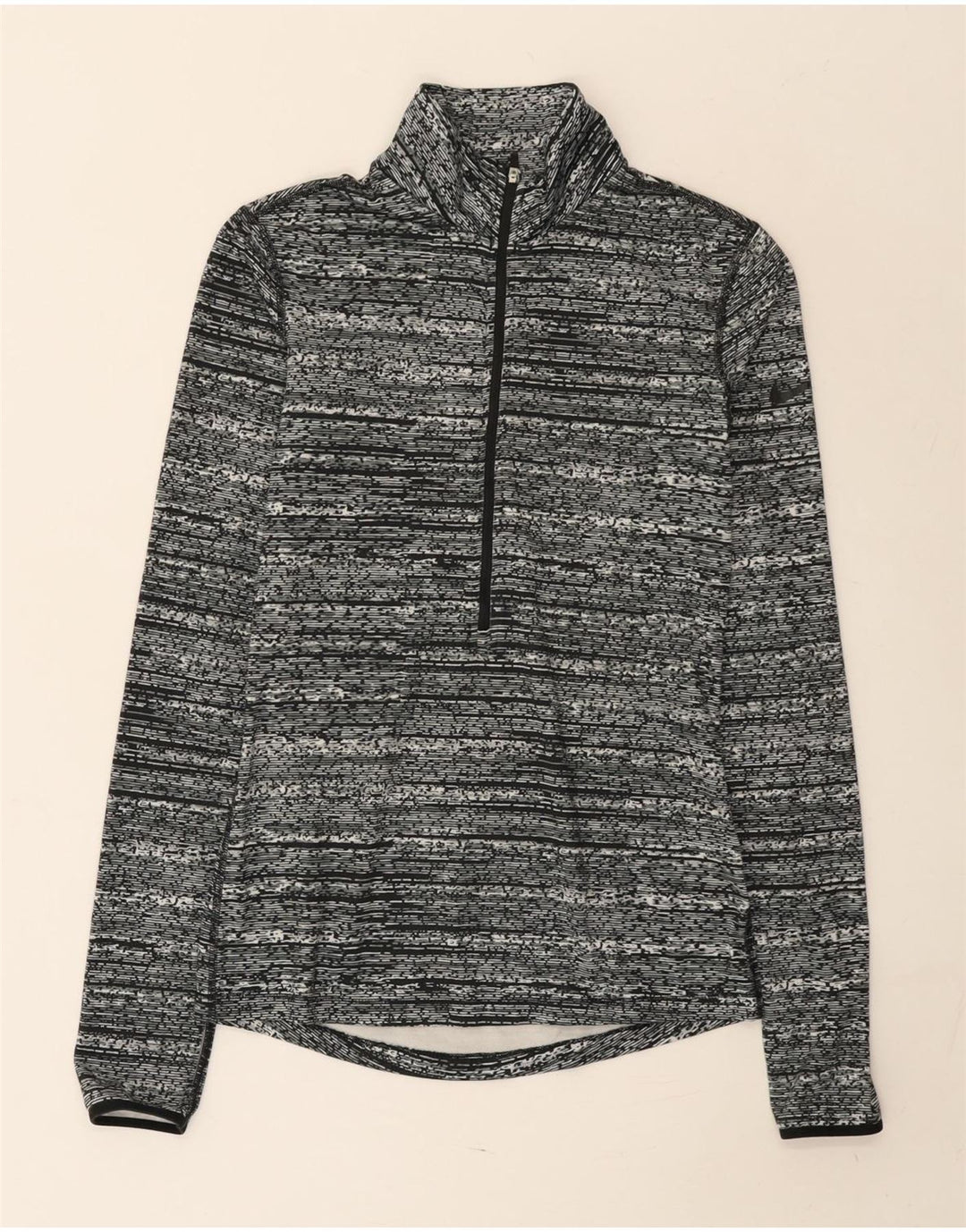 Nike Herren-Oberteil mit Reißverschluss, langärmlig, klein, grau geflecktes Polyester