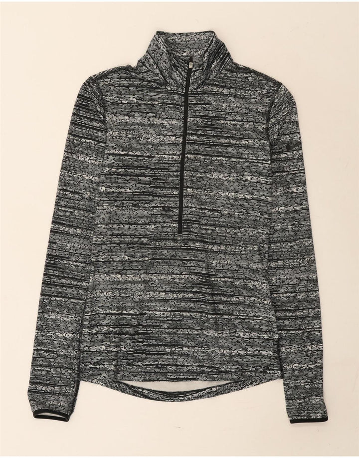 Nike Herren-Oberteil mit Reißverschluss, langärmlig, klein, grau geflecktes Polyester
