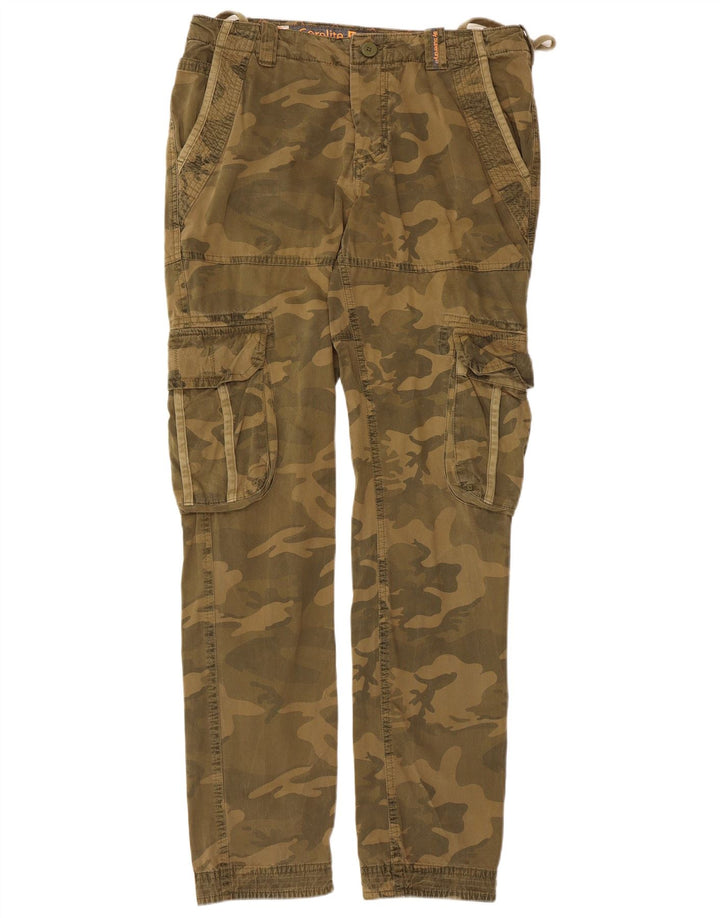 Superdry Herren gerade Cargohose Medium W34 L33 Khaki Camouflage
