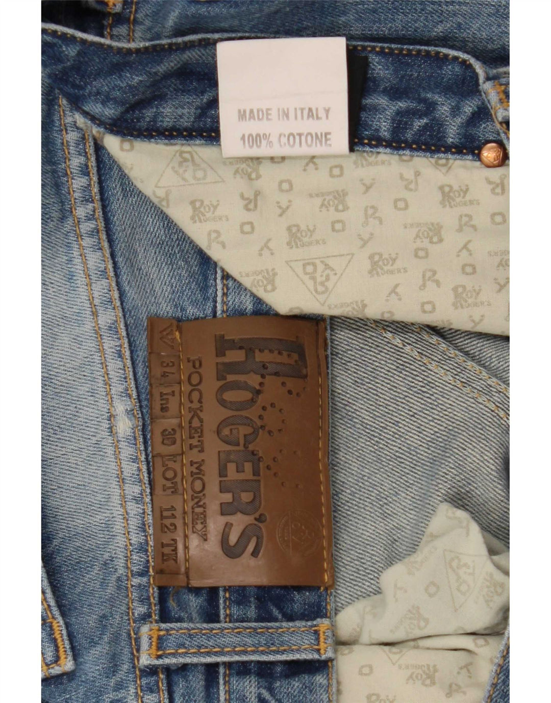 Roy Rogers Herren Distressed Straight Jeans W34 L36 Blaue Baumwolle
