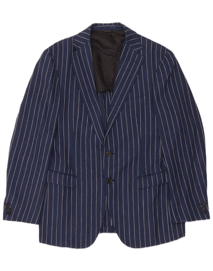 Burberry Herren-Blazer mit 2 Knöpfen, IT 48, mittelmarineblaue Nadelstreifenwolle